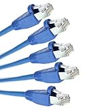 NTW Cat6-Ethernet-Kabel, geschirmt, 90 cm (5 Stück), blau, RJ45-Stecker, Internet-LAN-Kabel für Modem, Router, PC, Mac, Laptop, PS2, PS3, PS4, Xbox 360, Patchpanel, schneller als Cat5, Cat5