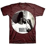 Bob Marley Herren, T-Shirt, Smokin Circle, GR. Medium (Herstellergröße: Medium), Rot (dark Red)