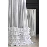 Eurofirany Gardine Glatt Volant mit Rüschen Transparent Vorhang Kräuselband 1 STK. Durchsichtig Edel Elegant Hochwertig Glamour Schlafzimmer Wohnzimmer Lounge, Stoff, Weiß, 140X250