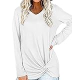 guangtouqiang Damen Casual Shirts Twist Knot Tuniken Tops Langarm Casual Solid T S
