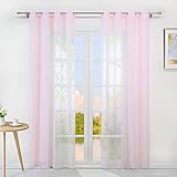 Yujiao Mao Voile Vorhang Ösen Gardinen Schal Uni Transparent Ösenvorhang 1er-Pack BxH 140x145cm Pink