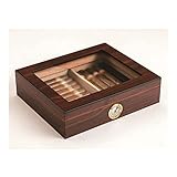 GOUDAN-QIU Zedernholz Mattfarben Thermostat Humidor, hölzerner hochwertiger quadratischer Clamshell-Zigarren-Humidor, Zigarettenetui QIU (Size : Brown)