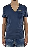 DSQUARED2 T-Shirt für Herren, Blau, Logo Tasche, Baumwolle, V-Ausschnitt, Blau X-S