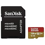 SanDisk Extreme 128 GB microSDXC Memory Card for Action Cameras and Drones with A2 App Performance up to 160 MB/s, Class 10, U3, V30isk Extreme 128GB microSDXC Memory Card for Action C