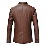 Bestyyo lässiger Turndown-Slim-fit-Einreiher aus gewaschenem Leder für Herren 1976 Lyocell Links 2-3-4' offizielles Band Fan by Serafino pdrive zweifarbigem silikon-aufnäher kurzärmelig