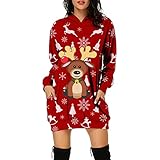 KBOPLEMQ Pulli Kleid Damen Langärmliger Weihnachtskleid 3D Druck Weihnachtsmotiv Taillenkleid Schulterfreies Weihnachten Kleider Festliches Kleid Vintage Swing Kleid Weihnachten Kostü