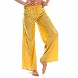 Zaldita Damen Pumphose Haremshose Pluderhose Haremshose Aladinhose Ballonhose Hippiehose Yogahosen Boho Hose Wickelhose Hosenrock Wickelrock Gelb G M