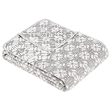 Ibena Nova Kuscheldecke 150x200 cm - Decke mit Schneeflockenmuster grau, Pflegeleichte und kuschelweiche Baumwollmischung
