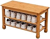 Praktisches Familien-Schuhregal aus Holz, Home Mall Bamboo 2-Tier-Schuhregal für den Eingangsbereich mit Sitz, Schuhregal-Bank für den Eingangsbereich Multifunktionaler Schuhschrankhock