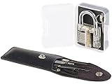 AGT Schloss Knacken Set: Lockpicking-Set mit 17-teiliger Dietrich-Tasche und Übungs-Schloss (Übungsschloss)