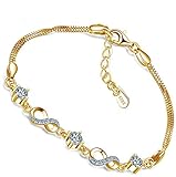 *Beforya Paris* - Infinity - Einstellbar Armband - Mit Swarovski Elements Zirconia - Aus 925 Silber / Vergoldet 24 K - Wundervolles Damen Armband mit Schmuckbox