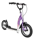 BIKESTAR Roller Kinderroller Tretroller Kickscooter mit Luftreifen für Mädchen ab 6 - 7 Jahre | 12 Zoll Sport Kinder Scooter | Lila & Weiß | Risikofrei T