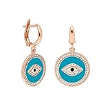 Bulvardi 925 Karat Silber Rose Farbe Zirkon Stein Email Design Deep Eye Ohrring | Hochwertige | mit spezieller Beschichtung gegen Dimmen Passen | grü