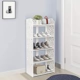 Cocoarm Schuhablage Schuhregal Weiß Schuhständer 5 Ebenen Badregal Ablageregal Schuhablage Schuhe Standregal Weiß Ideal für Flur, Bad, Wohnzimmer, Diele，40 * 23 * 90cm (5 Ebenen)