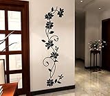COVPAW® Wandtattoo Wandaufkleber XXL Blumen Ranke Rose Wandsticker Wandbild Bilder Wohnzimmer Schlafzimmer D