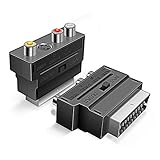 Scart-Stecker auf 3 Cinch- und S-Video-Adapter 2 Stück, Ancable Scart-Stecker auf 3 Cinch-Buchsen, AV auf SCART, Umschaltbarer Composite-AV-Anschluss, Adapter-Wechsler, Audio/Video für TV, DVD, VCR