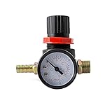 1/4' Druckminderer Druckregler Druckregelventil Druckschalter Regelventil Druckschaltventil mit Manometer 145 PSI für Luftverdichter, Luftkompressor - 3 Lö