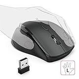 Hama Maus kabellos für Linkshänder ergonomisch (Linkshänder-Maus ohne Kabel, Wireless Funkmaus, USB Empfänger, vertikal, 800-1600 dpi, 3 Tasten inkl. Browser-Tasten, 2,4 GHz) schw