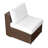 XINRO® (1er Polyrattan Lounge Sessel - Mittelteil - Gartenmöbel Polyrattan Sessel - durch andere Polyrattan Lounge Gartenmöbel Elemente erweiterbar - In/Outdoor - handgeflochten - b