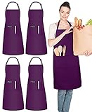 InnoGear Verstellbare Latzschürzen, wassertropfenresistente Schürze mit 2 Taschen, Kochen, Küche, Restaurant, Schürzen für Grill, Zeichnung, Damen, Herren, Koch (lila)