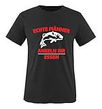 Comedy Shirts - Echte Männer Angeln Ihr Essen. - Herren T-Shirt - Schwarz/Weiss-Rot Gr. 3XL