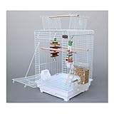 Vogelkäfige Offene Top Vogelkäfig Mit Stand Große Schmiedeeisen BAU Reise Haustier Flug Bird Cage Birdcage Leiter Hängende Spielzeug Vogelkäfig Birdcage. (Color : White)