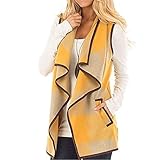 Damen Weste Stehkragen Ärmellos Plüschweste Bequem Cardigan Jacke Warm Fleeceweste Outdoor Leichte Mantel Mit Taschen Weicher Dufflecoat Winter Mode Winterjacke Sportweste Übergangsjacke Steppw