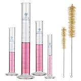 Hyber&Cara Glas Meßzylinder Messzylinder Set, 4er-pack Borsilikatglas Laborzylinder Set 10ml 25ml 50ml 100ml mit 2 Reinigungsbü