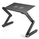 LHQ-HQ. 360 Grade justierbarer faltbaren Laptop-Schreibtisch-Tabellen-Standplatz-Halter haltbarer Aluminium Laptop Schreibtisch Tablett mit Kühl Dual-Fan Mauspad (Color : Black)