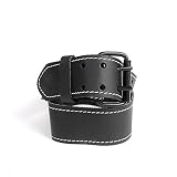 kwbLeder-Gürtel aus robustem Rinds-Leder, Doppelsteg-schnalle, in Schwarz, 105 cm, mit weißer Naht, für Werkzeug-Taschen, J