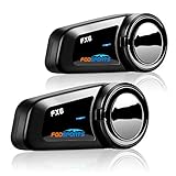 FODSPORTS FX6 Motorrad Bluetooth Intercom mit Stereoklang, leistungsstarker 500-mAh-Akkulaufzeit, Motorrad Helm Headset Bis zu 6 Fahrer mit UKW-Radio, Geräuschunterdrückung, w