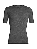 icebreaker Herren 100% Merino Wolle Everyday Crew Rundhalsausschnitt Kurzarm Shirt - Slim Fit - 175 Ultraleichtes Material - Gritstone Heather, XXL