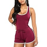 WXDSNH Tank Top Jumpsuit Einfarbig Sexy Sportswear Damen Ärmellos Rück