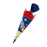 goldbuch 97707 Schultüten-Bastelset, Raumschiff, Mit 3D-Wellpappe, Zuckertüte 70cm, Schultüte zur Einschulung und Schulanfang, inklusive 2 Krepp-Rollen + 1 Chenilledraht, B
