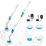 DECMAY Spin Scrubber Elektrische Reinigungsbürste mit 4 Bürstenköpfe, Schnurlos Multifunctional Bürste Schrubben aufladbar für Ecken, Badzimmer, Toilette, Fliesenreinigung