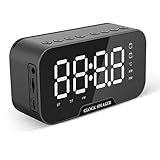 Bluetooth Lautsprecher,Wecker,FM Radio,Wecker Digital,Radiowecker,Sleep-Timer,Schlummerfunktion,Sprachaufforderung,LED-Spiegel-Bildschirm,Dual-Wecker,Thermometer und USB-L