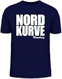 Shirtstreet24, NORDKURVE Hamburg Ultras Fußball, Herren T-Shirt Fun Shirt Funshirt, Größe: S,dunkelb