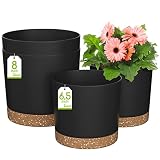 ZMTECH Ф16,5cm und Ф20cm Pflanztöpfe mit Untersetzer, Selbstbewässerung Wasserspeicher Anzuchttöpfe, Kunststoff übertöpfe, Töpfe Pflanzen für Balkon, Gärten, Haus(4er-Set, Dunklem Grau)