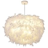 AOOLLICS Deckenlampe Modern Minimalist Schlafzimmer Kronleuchter Warm und Romantisch Nordic Ins Mädchen Kreative Pendelleuchte Zimmer Kinder Gänsefeder Pendelleuchte E27 Kücheninsel Droplig