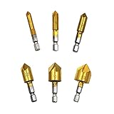 Dtaeye Senker 6 Stück Kegelsenker Senker Holz Senker Metall Bohrsenker Senkbohrer Fasefräser Sechskant Senker Kit Sechskant Senker Bohrer Holzbohrer Set 6-19 mm für Holzbearbeitungsb