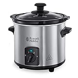 Russell Hobbs Slow Cooker, Schongarer Mini 2,0l, 2 Temperatureinstellungen & Warmhaltefunktion, Keramik Gartopf, kompaktes Design, Compact Home Slowcooker 25570-56