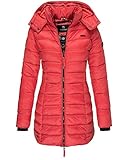 MARIKOO Damen Winter Jacke Stepp Mantel Leichte Übergangsjacke Warm Lang S107 (S, Rot)