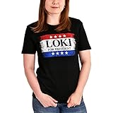 Elbenwald T-Shirt for President Frontprint Loki Fans Baumwolle Damen Herren schwarz - XXL