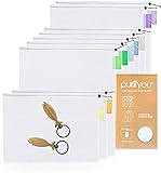 purifyou Wiederverwendbare Premium-Mesh- / Produkttaschen, 9er Set Überragende doppelte Steifigkeit mit Eigengewicht auf den Tags | Leicht, durchsichtig, groß, mittel und k