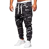 Jogginghose Herren Hose Cargo Chino Jeans Stretch Jogger Sporthose Slim-Fit Trainingshose Herren Loose Haremshose Camouflage Carg