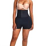 DONG High-Waisted Tummy Control Shapewear Slip Shorts Gepolsterte Nahtlose Buttock Control Boyshort Lace Hüften Fake Ass,Black-S