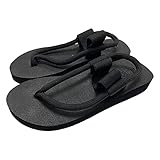 Damen Flip Flops Elastisches Gurtband T-Strap Thong Flach Casual Bequeme Sandalen, Schwarz (schwarz), 42.5 EU