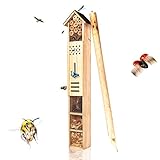 bambuswald© XXL Insektenhotel mit Erdspieß - Insektenhotel ca. 160cm Höhe | unbehandeltes Holz für Bienen, Marienkäfer, Florfliegen & Schmetterlinge, Bienenhotel & N