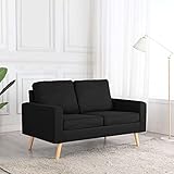 YOPOTIKA Loveseat Sofa Gepolsterte Sofas für Wohnzimmer Modernes Design Couch mit Armlehnen, Weiche Stoffpolsterung, Werkzeuglose Montage Stoffsofa Schwarz S