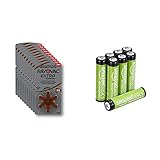 Rayovac Extra Advanced Zink Luft Hörgerätebatterie (in der Größe 312er Frustfrei-Pack, mit 60 Batterien) braun & Amazon Basics AAA-Batterien, wiederaufladbar, vorgeladen, 8 Stück